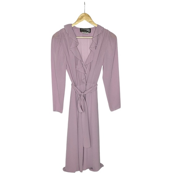 Vintage 70’s Pat Richard’s Lilac Wrap Ruffle dress 8 - Picture 3 of 9